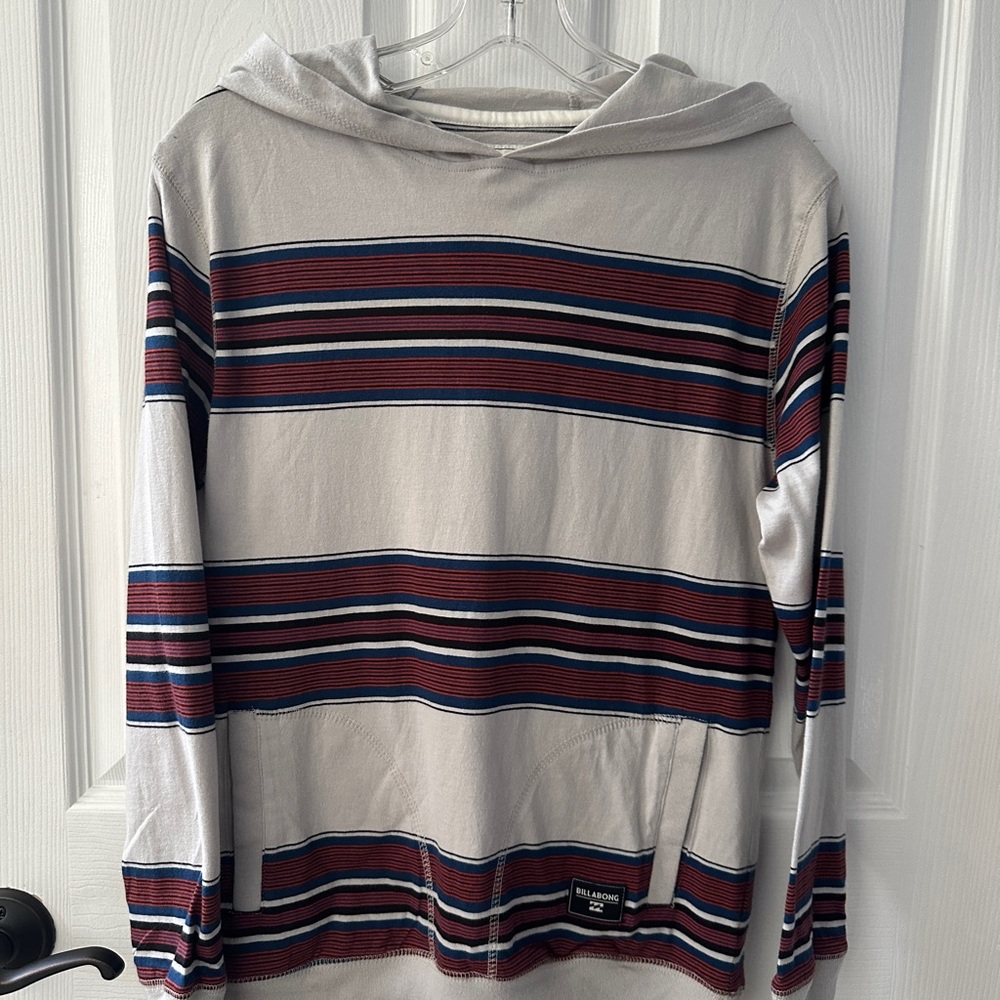 Billabong Striped Hoodie Cotton Tee Shirt